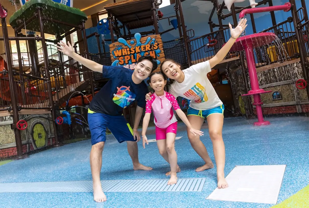 A family enjoying a water park together